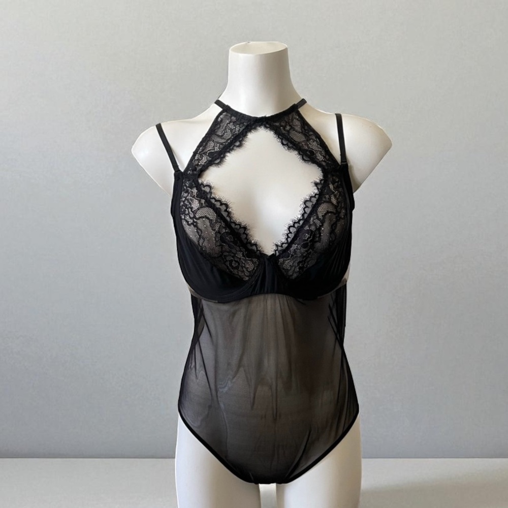 JEZEBEL NEW BLACK LACE TEDDY